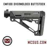 EMF100 MG100 OverMolded Carbine Buttstock With Mil-Spec Buffer Tube and Adapter