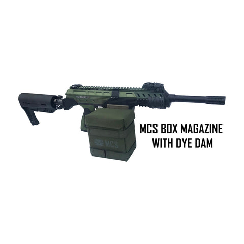 mcs box magazine with dye dam paintball gun