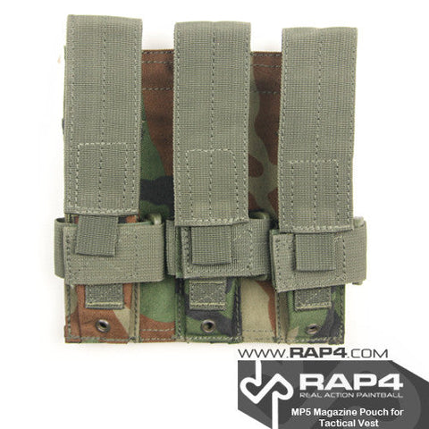 MOLLE Triple MP5 Magazine Pouch (Woodland) Clearance Item