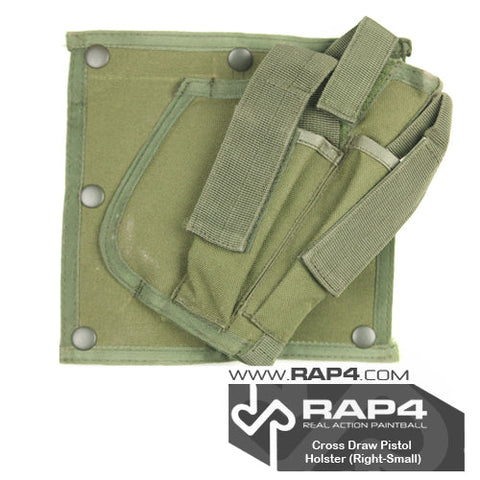 Cross Draw Pistol Holster (Olive Drab Right Hand - Small) for Strikeforce/Tactical Ten Vest (Clearance Item)