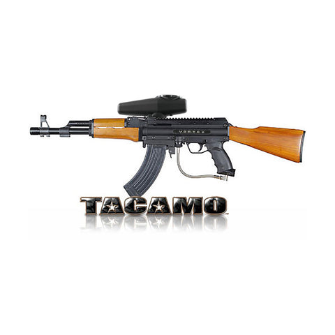 Tacamo Wood AK47 Hopper Paintball Gun with Tippmann Cyclone Feed