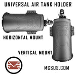 Universal Hard Shell Air Tank Holder MOLLE Horizontal Mounting With Vertical Attachment Option